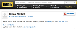 A screenshot from my IMDb page.