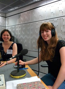 Presenter Clara Nellist with expert guest, Esther Robinson, ready to record our radio show at the BBC!