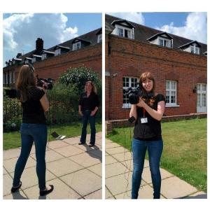 Grabbing a last minute piece-to-camera for the end of our television segment on pancreatic cancer.